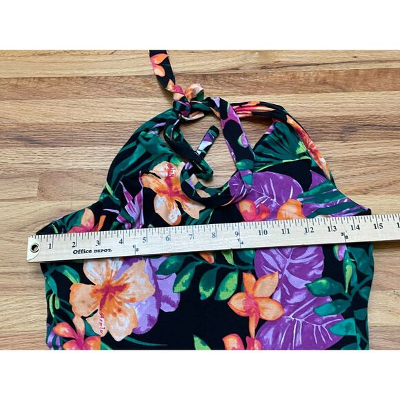 Tommy Bahama Women's M Green Dress Travel Resort Mini Halter Tropical Hawaiian - Picture 8 of 10